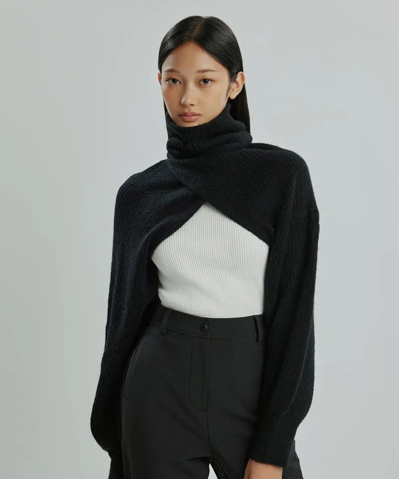 CREVE NINE: Swing High Neck Bolero - Black