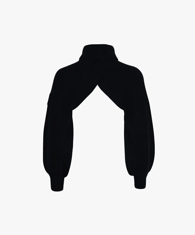 CREVE NINE: Swing High Neck Bolero - Black