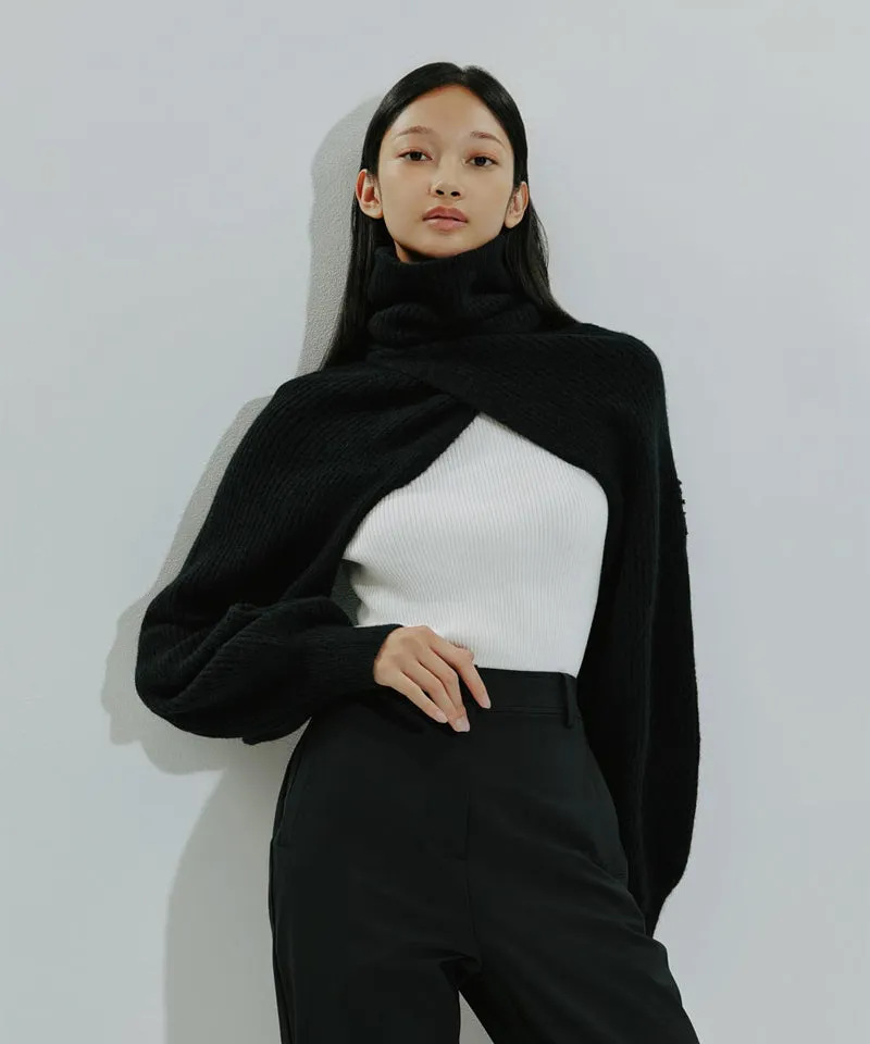 CREVE NINE: Swing High Neck Bolero - Black
