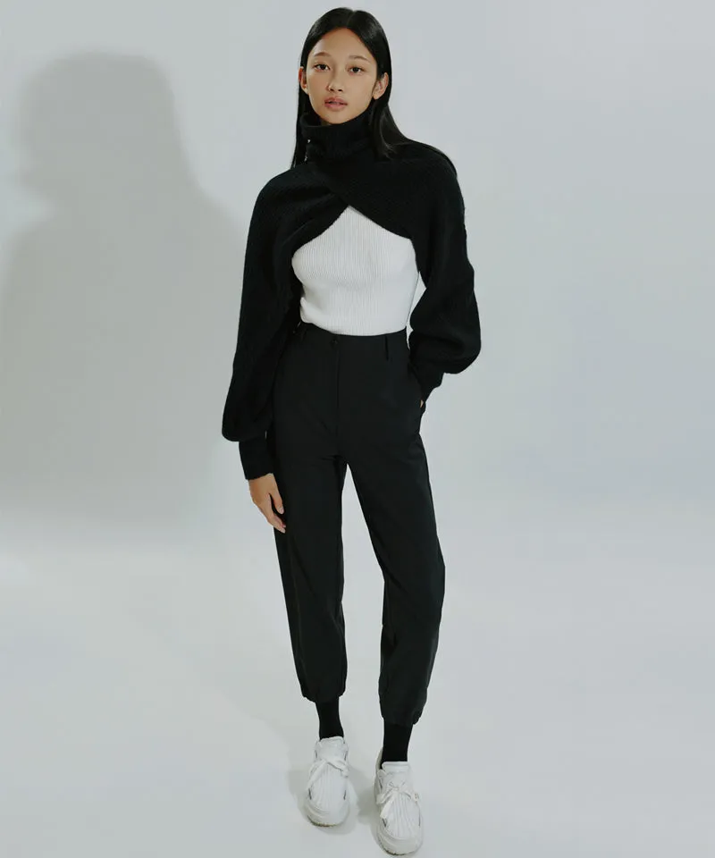 CREVE NINE: Swing High Neck Bolero - Black