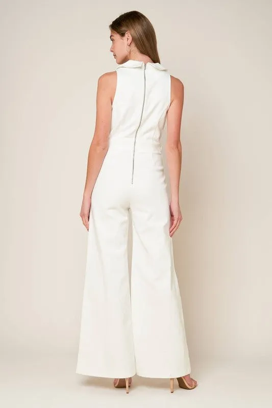 Crisp White Solid Woven Jumpsuit