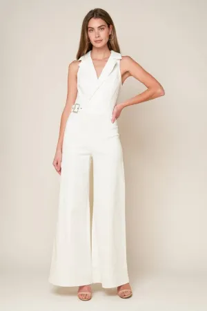 Crisp White Solid Woven Jumpsuit