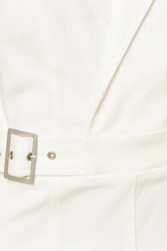 Crisp White Solid Woven Jumpsuit