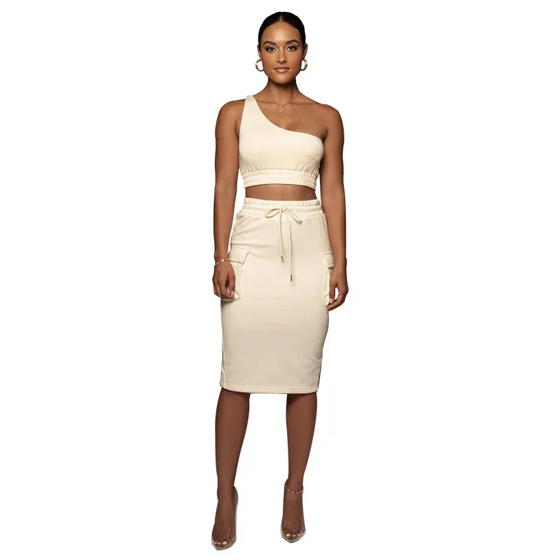 Cropped Tank Top and Cargo Skirt Set