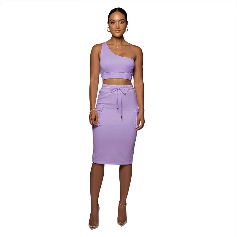 Cropped Tank Top and Cargo Skirt Set