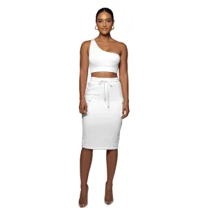 Cropped Tank Top and Cargo Skirt Set