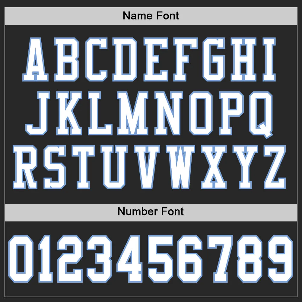 Custom Black White-Light Blue Mesh Authentic Football Jersey