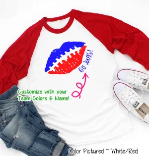 Custom Football Lips Graphic Raglan Tee