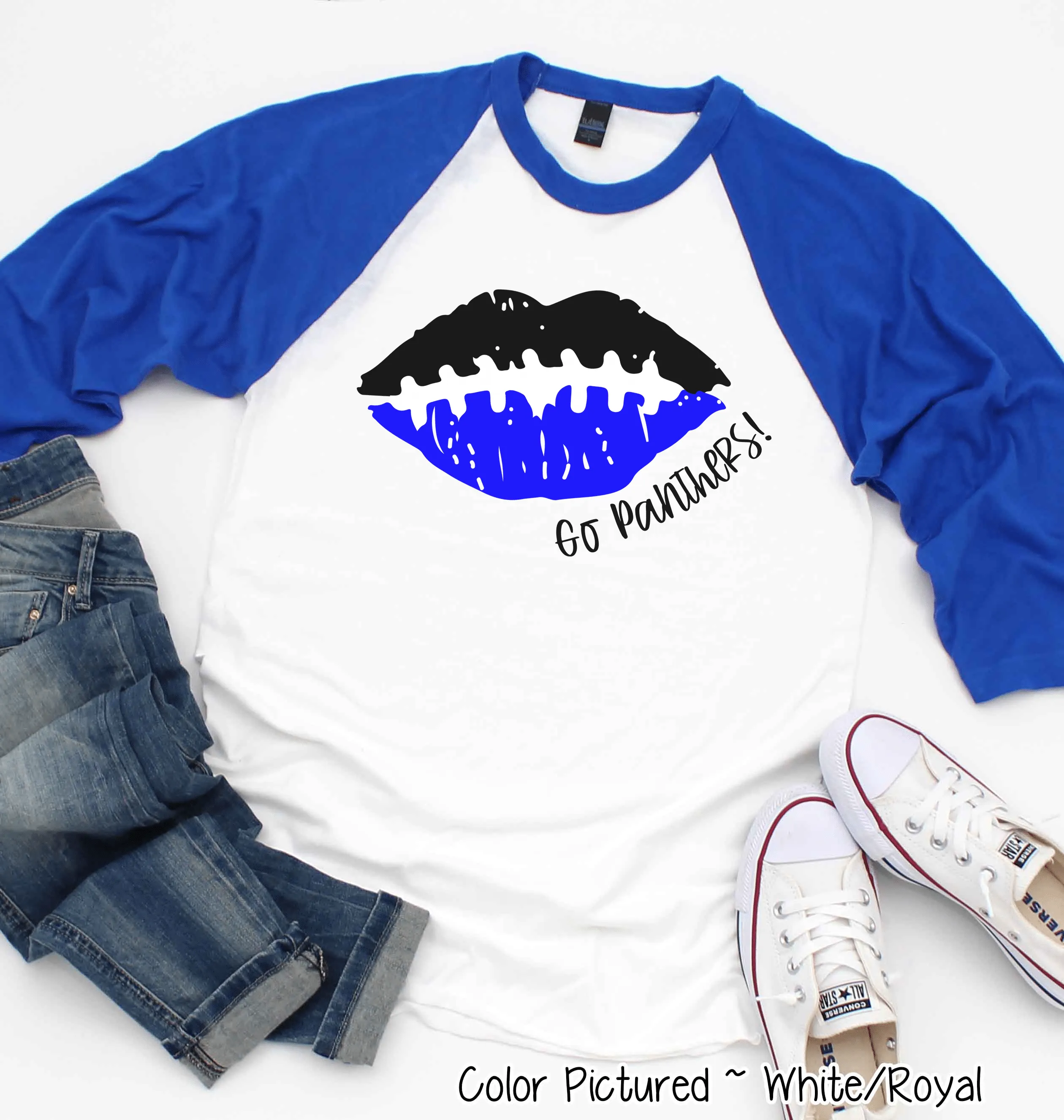 Custom Football Lips Graphic Raglan Tee