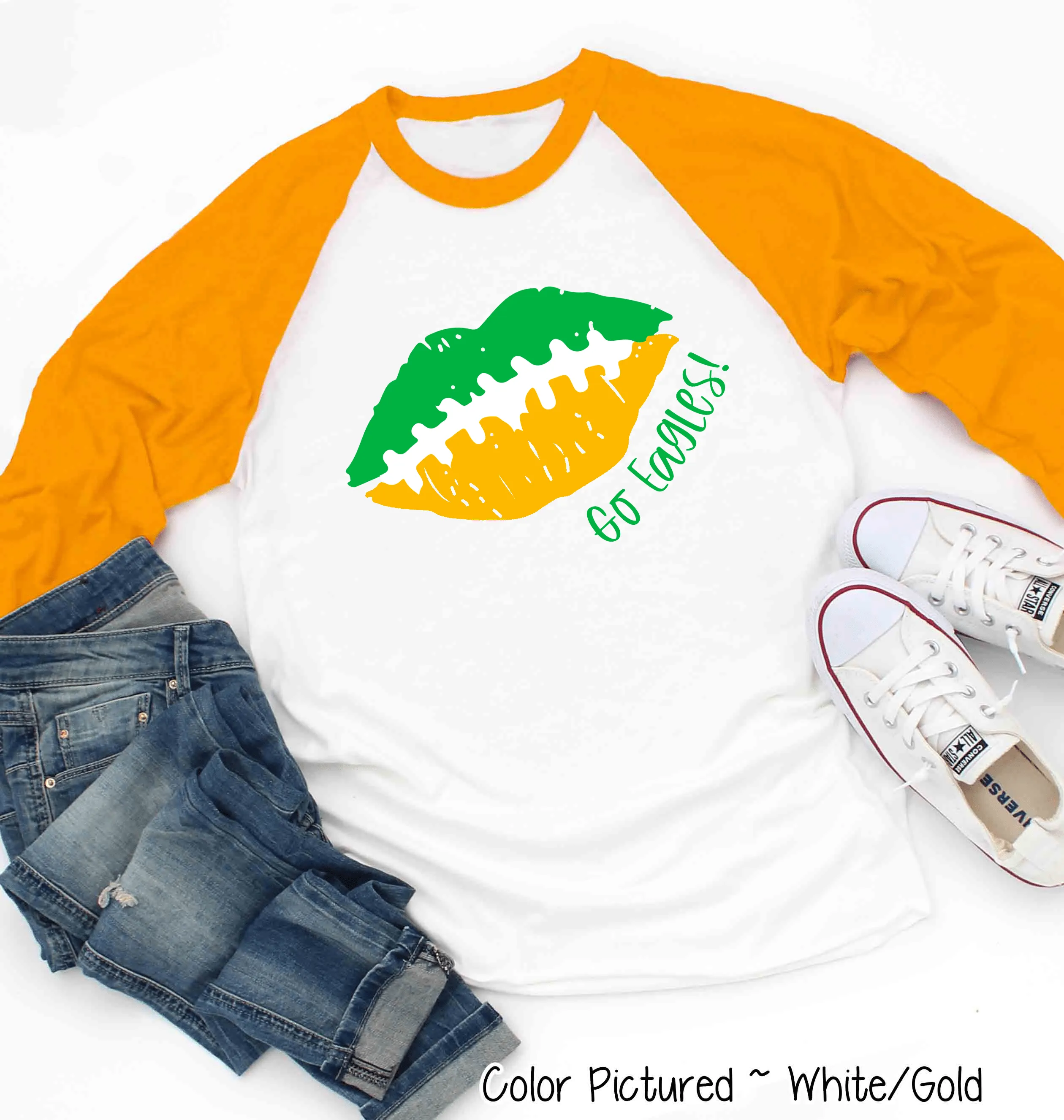 Custom Football Lips Graphic Raglan Tee