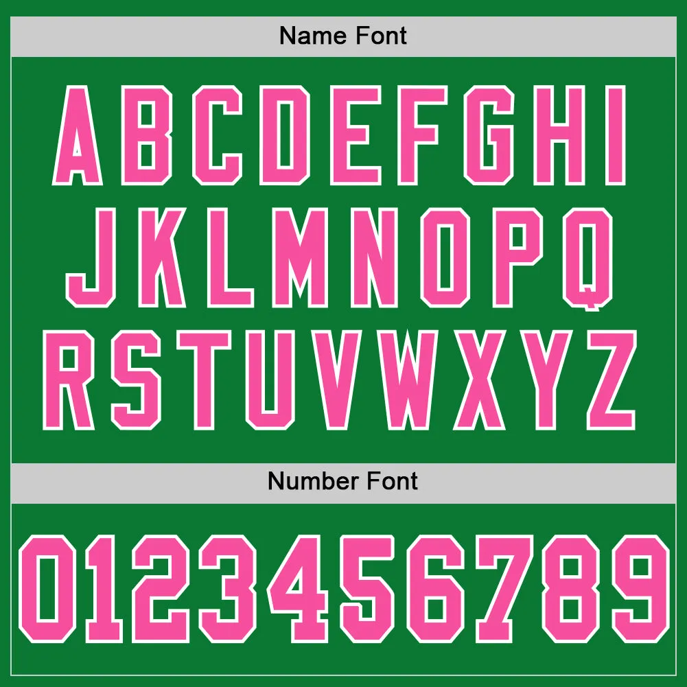 Custom Grass Green Pink-White Mesh Authentic Throwback Football Jersey