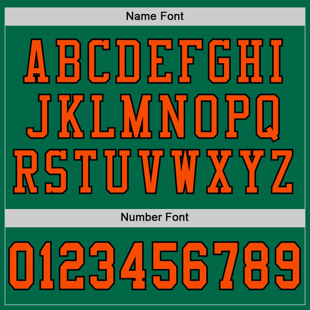 Custom Kelly Green Orange-Black Mesh Authentic Football Jersey