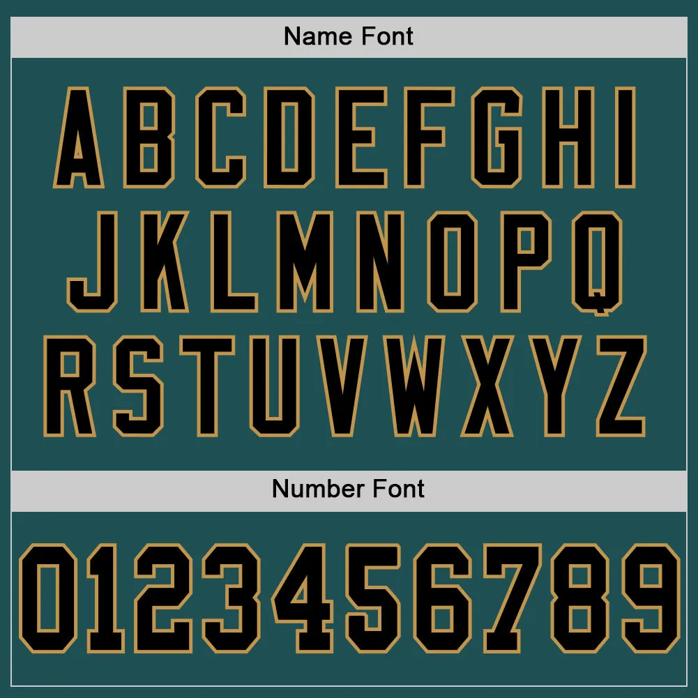 Custom Midnight Green Black-Old Gold Mesh Authentic Throwback Football Jersey