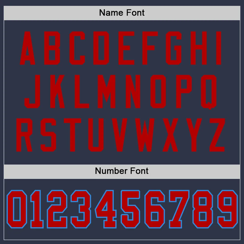 Custom Navy Red-Powder Blue Mesh Authentic Football Jersey