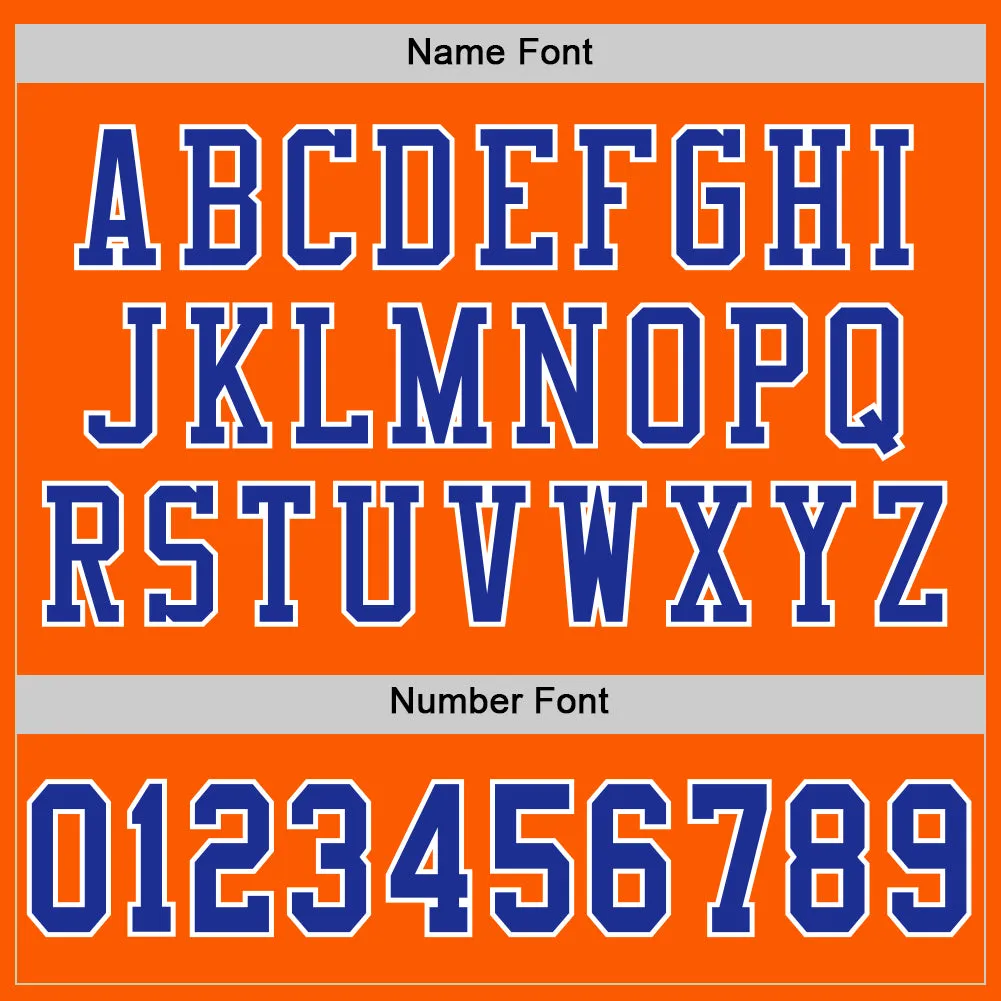 Custom Orange Royal-White Mesh Authentic Football Jersey