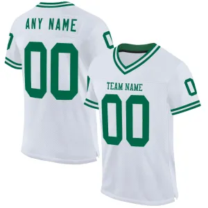 Custom White Kelly Green Mesh Authentic Throwback Football Jersey