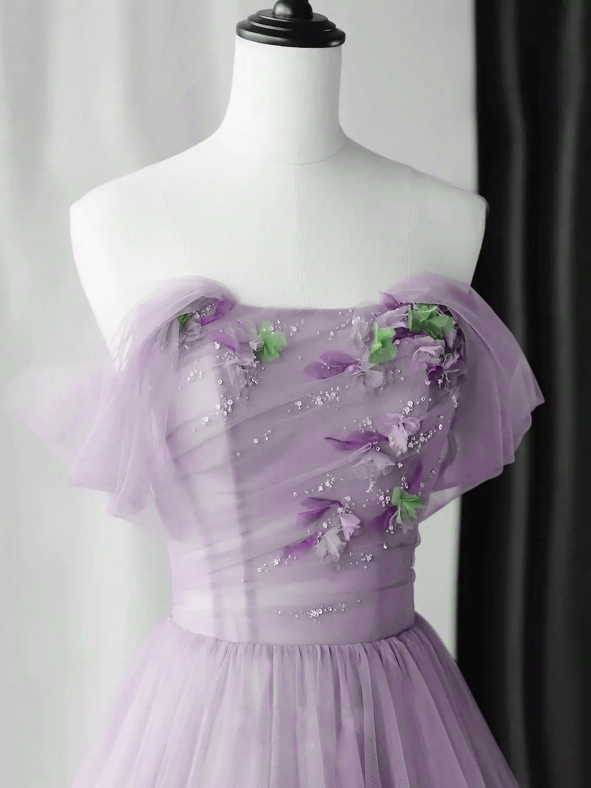 Cute Pink Tulle Sweetheart Off Shoulder Long Party Dress, A-line Tulle Prom Dresses