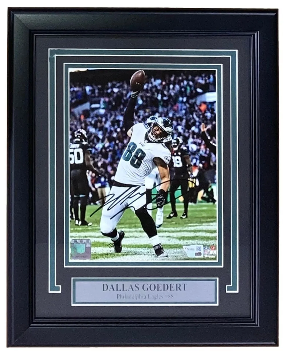 Dallas Goedert Signed Framed 8x10 Philadelphia Eagles Spike Photo Fanatics