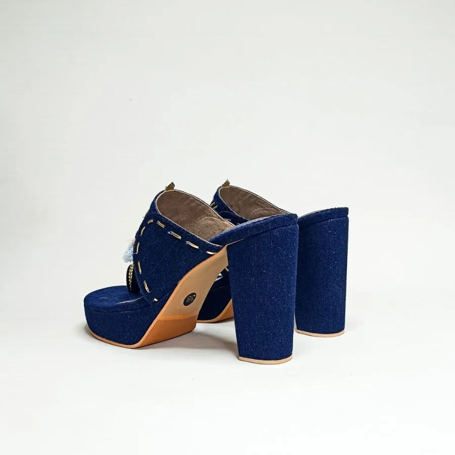 Denim Kohla Block Heels