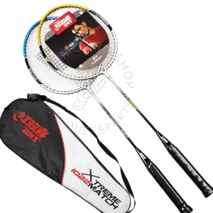 DHS 1022 Badminton Racket (Double Racket Set w. 3 Shuttlecocks) [Blue & Yellow]