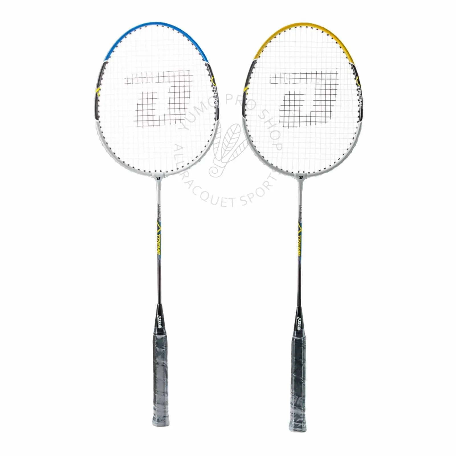 DHS 1022 Badminton Racket (Double Racket Set w. 3 Shuttlecocks) [Blue & Yellow]