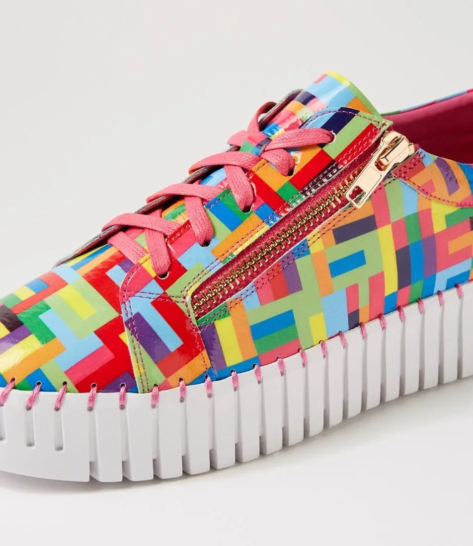 Django & Juliette - Bump Pink Stripe Multi Patent Leather Sneakers