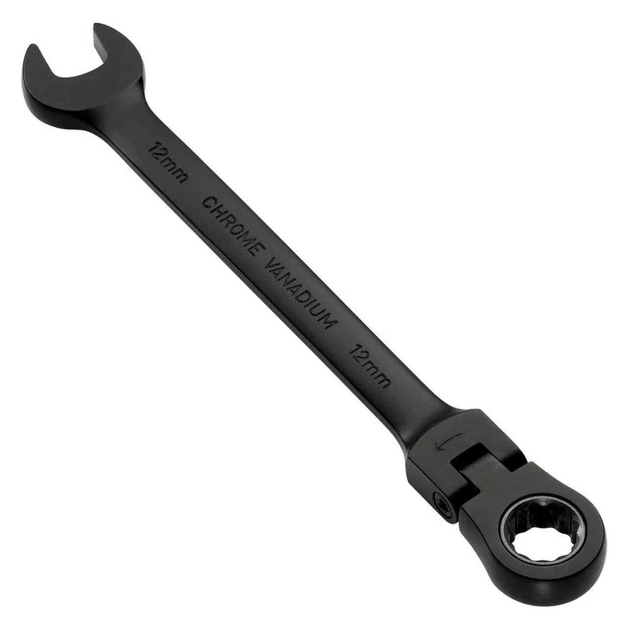 Draper Tools Expert HI-TORQ® Metric Flexible Head Ratchet Combination Spanner, 12mm, Black