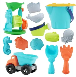 Eco-Plastic Bucket & Spade Set | 13 Pieces | Outdoor Kids Toys for Sand Pit | 3 years 