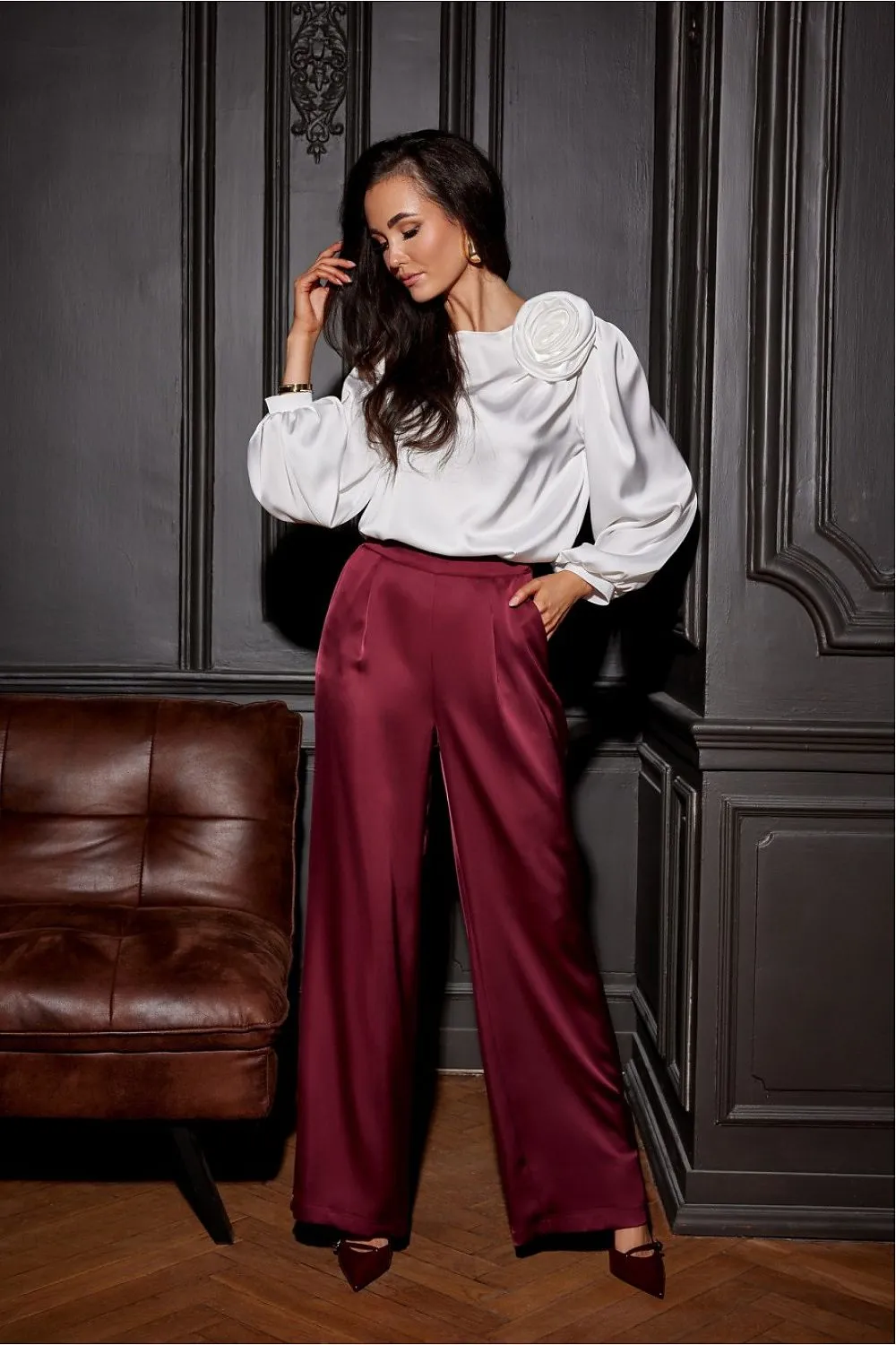 Elegant High-Rise Satin Trousers