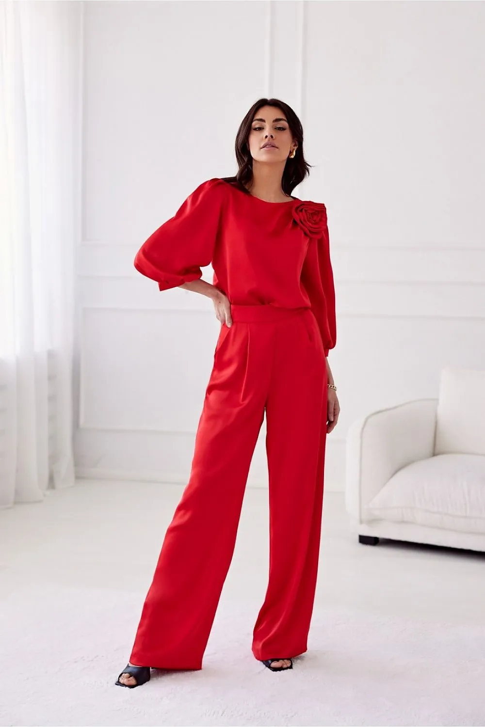 Elegant High-Rise Satin Trousers