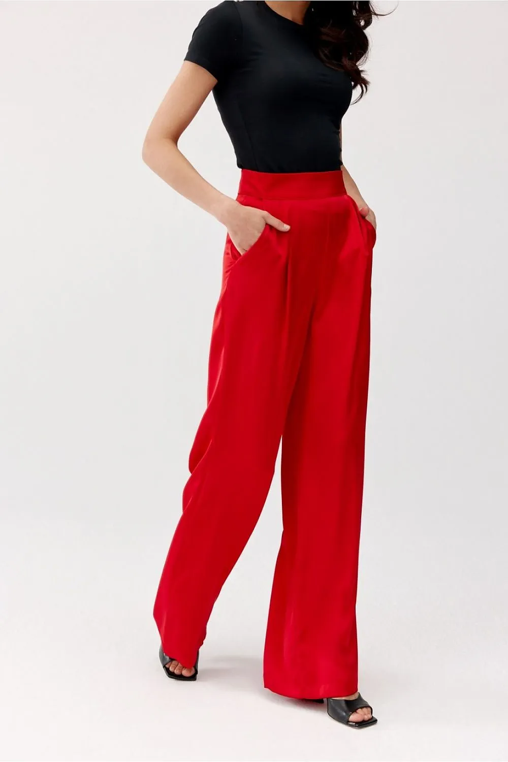 Elegant High-Rise Satin Trousers
