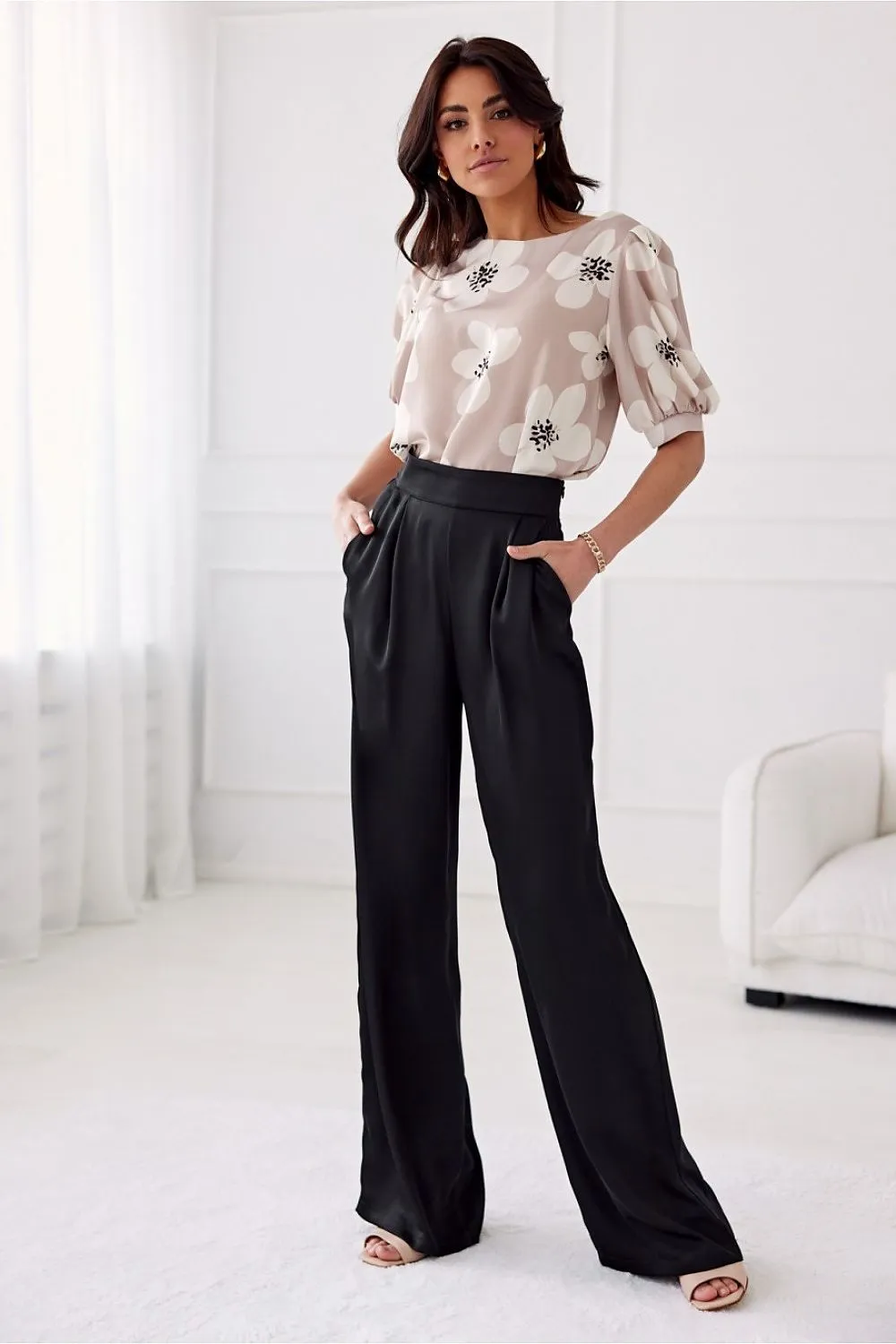 Elegant High-Rise Satin Trousers