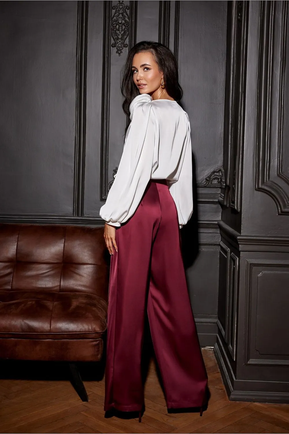 Elegant High-Rise Satin Trousers