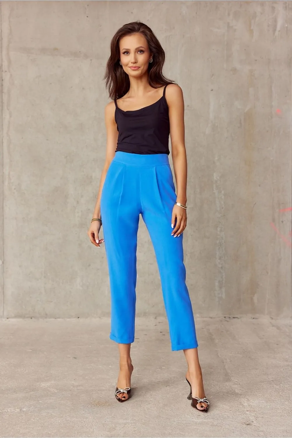 Elegant Turn-Up Straight-Leg Trousers