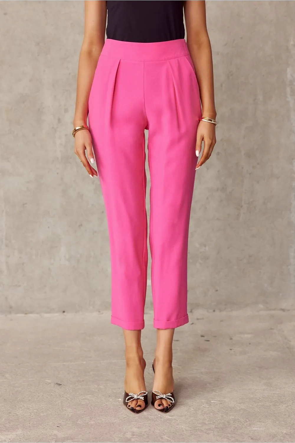 Elegant Turn-Up Straight-Leg Trousers