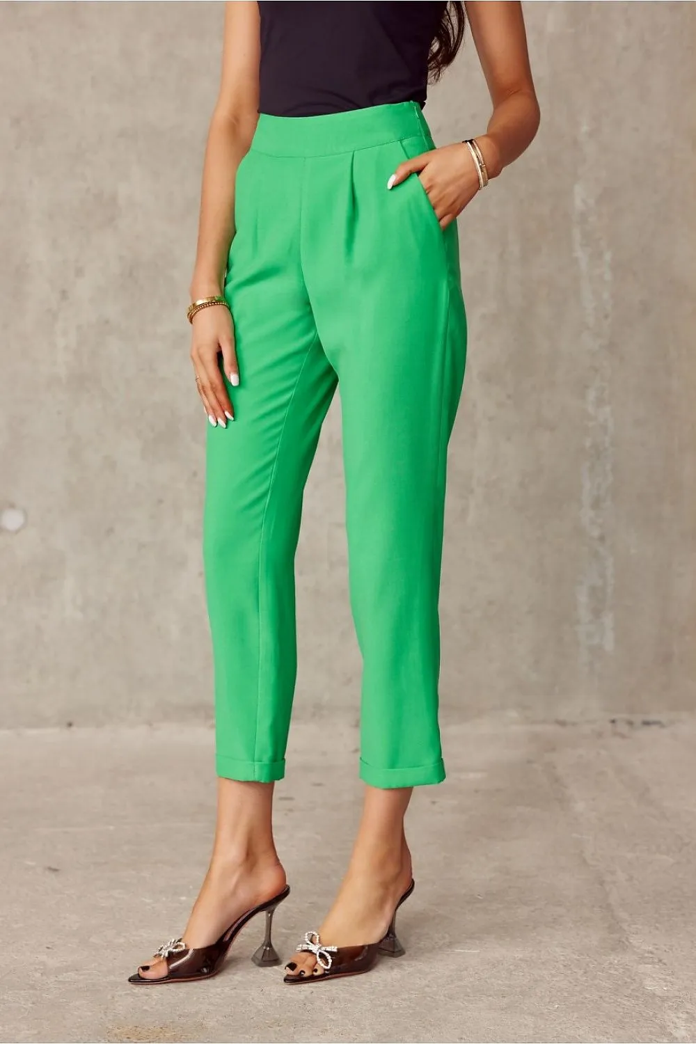 Elegant Turn-Up Straight-Leg Trousers