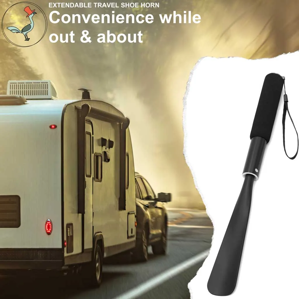 Extendable extra long travel shoe horn