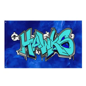 Flag ~ Jr Hawks Graffiti "Who's Got Smoke?" Horizontal