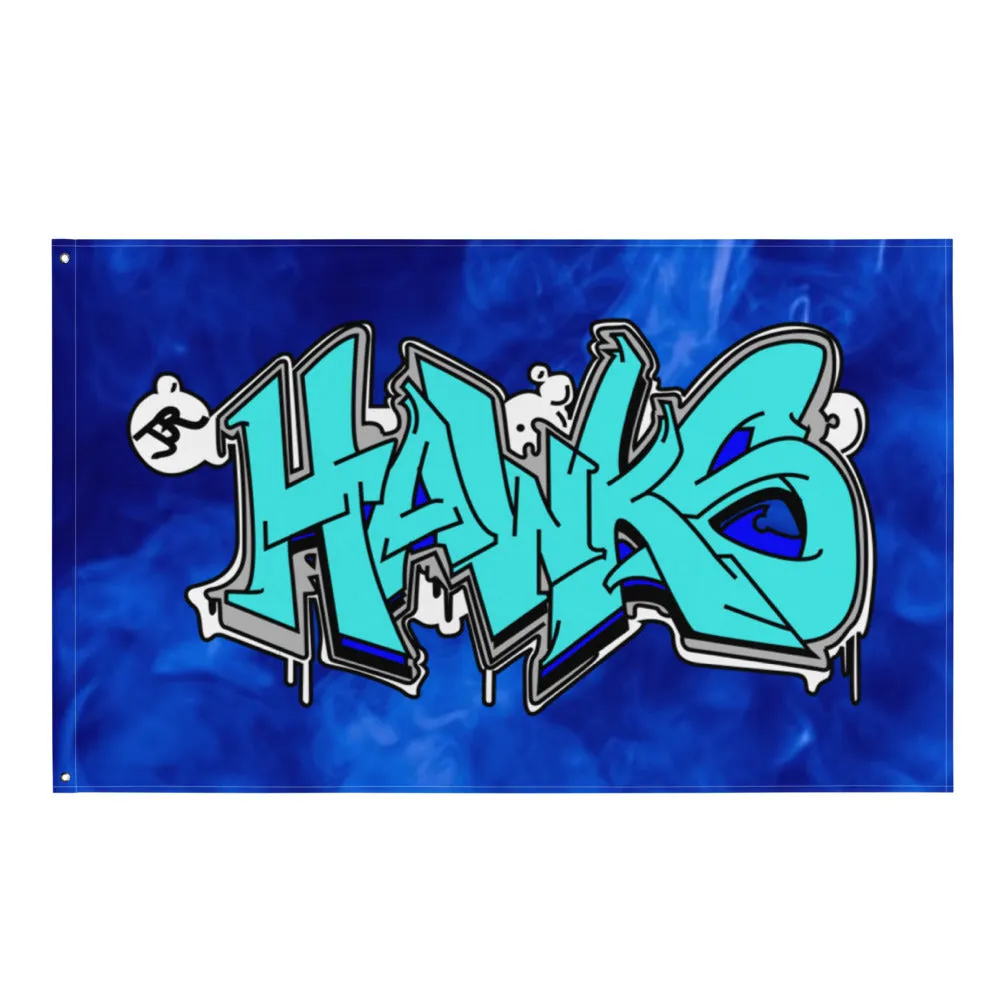 Flag ~ Jr Hawks Graffiti "Who's Got Smoke?" Horizontal