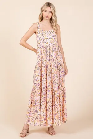 Flower Print Tiered Maxi Dress