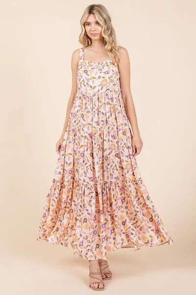 Flower Print Tiered Maxi Dress