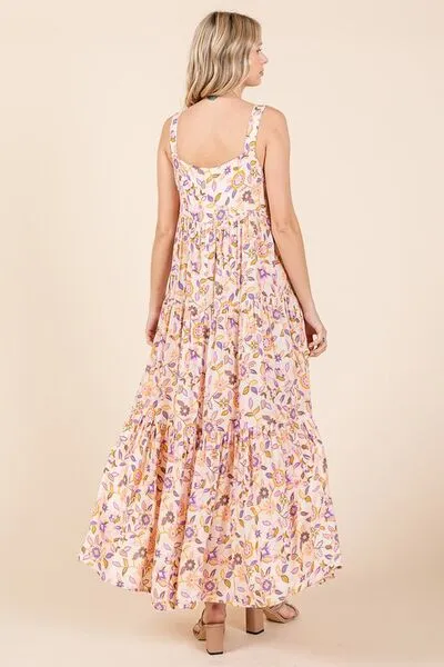 Flower Print Tiered Maxi Dress