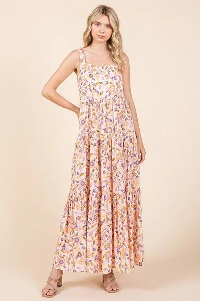 Flower Print Tiered Maxi Dress