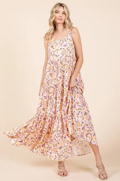 Flower Print Tiered Maxi Dress