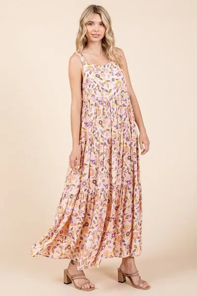 Flower Print Tiered Maxi Dress