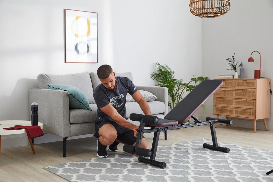 Fold-Down Incline Weights Bench with Leg Bar 500 Fold
