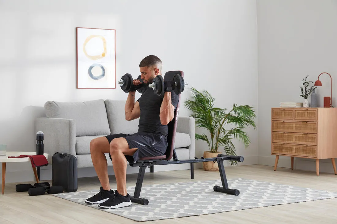 Fold-Down Incline Weights Bench with Leg Bar 500 Fold