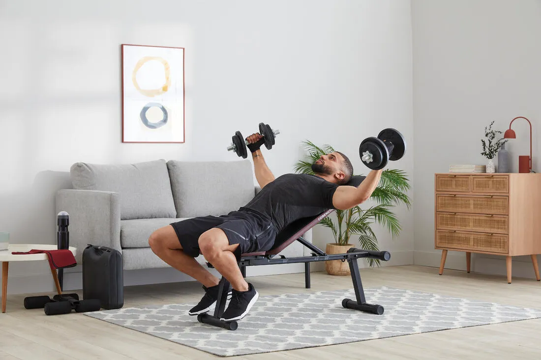 Fold-Down Incline Weights Bench with Leg Bar 500 Fold