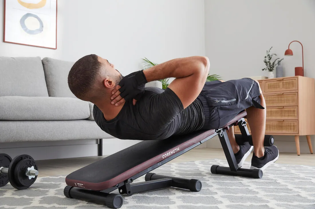 Fold-Down Incline Weights Bench with Leg Bar 500 Fold