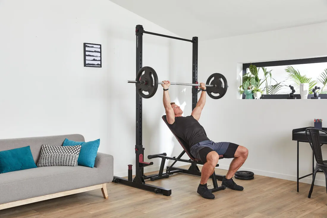 Fold-Down Incline Weights Bench with Leg Bar 500 Fold